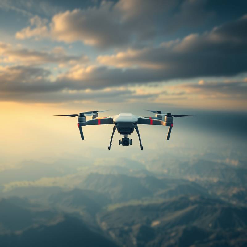 Un dron sobrevolando un paisaje capturando imágenes aéreas.